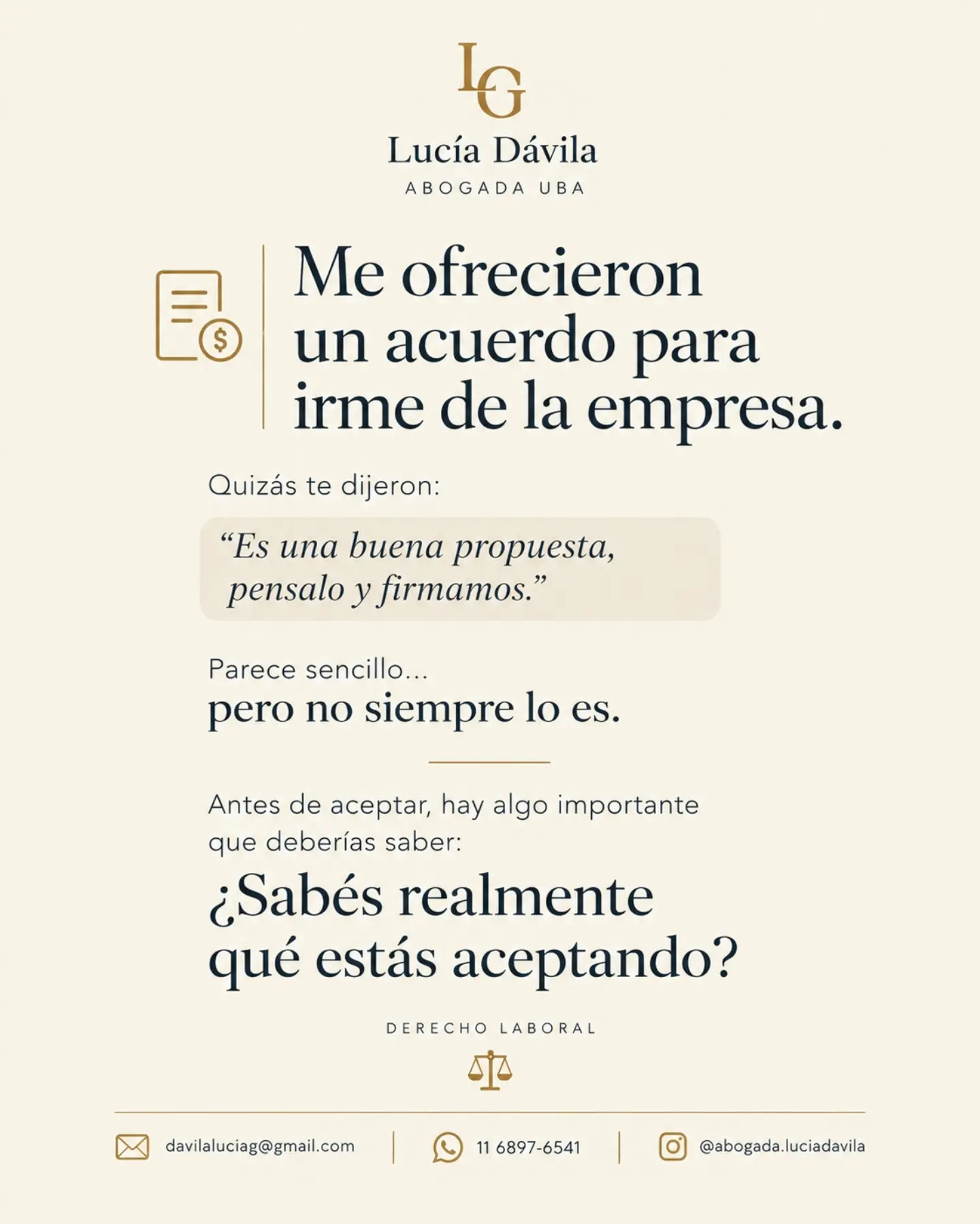 Posteo: Me ofrecieron un acuerdo para irme de la empresa